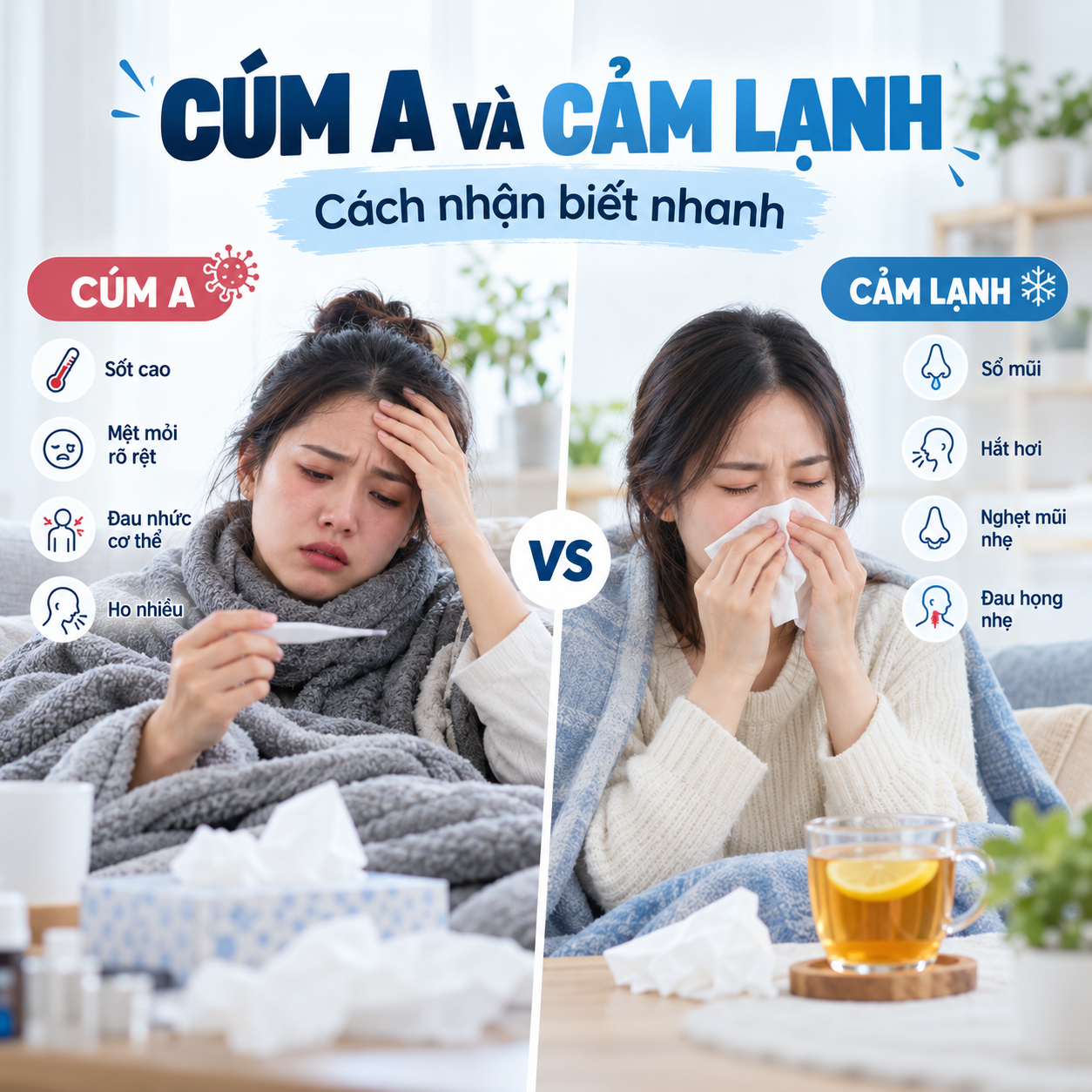 Cúm A Và Cảm Lạnh Khác Nhau Như Thế Nào? Cách Nhận Biết Nhanh